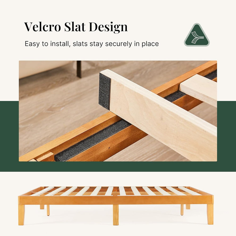 Sweetcrispy Full Size Bed Frames, 12 Inch Height Wood Platform Bed Frame