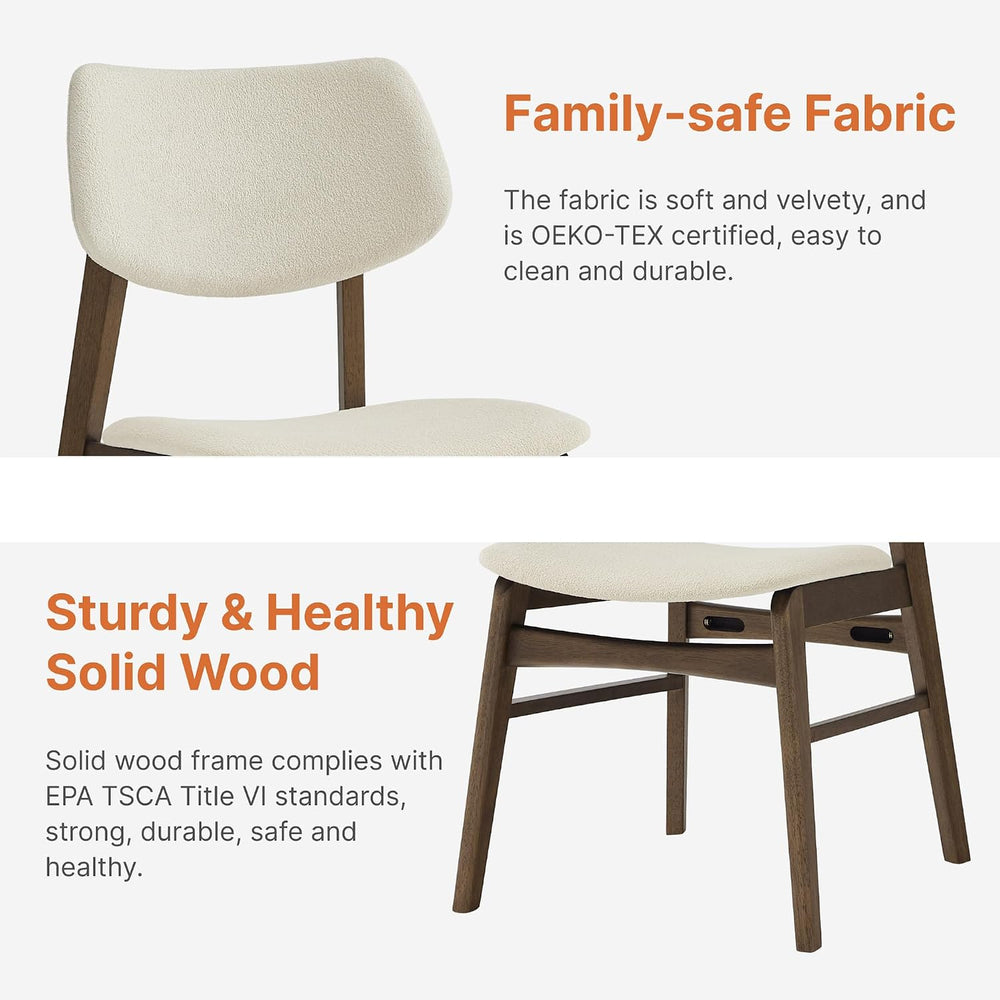KISLOT Wood Dining Chairs Set of 2, Upholstered Kitchen Chairs, Walnut
