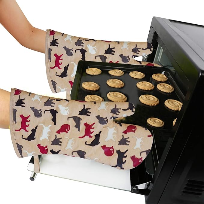 Oven Mitts Gloves 1 Pair Heat Resistant 480 ℉ Non Slip Clear Silicone Printed - Image 6
