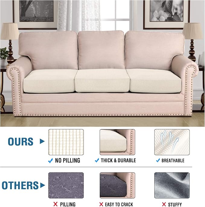 H.VERSAILTEX High Stretch Individual Seat Cushion Covers Sofa Slipcovers Couch - Image 5