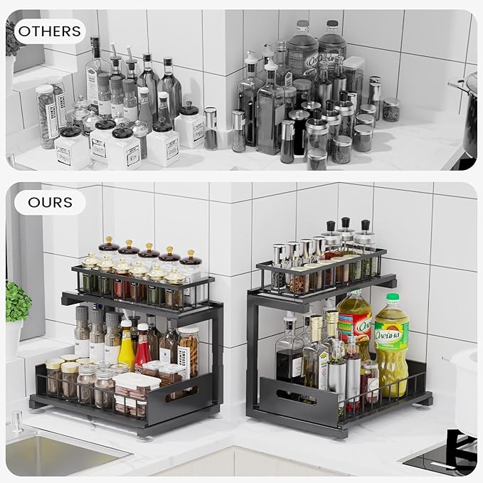 Under Sink Organizer, Heavy Duty Metal Pull Out Cabinet Organizer Slide Out - Image 3