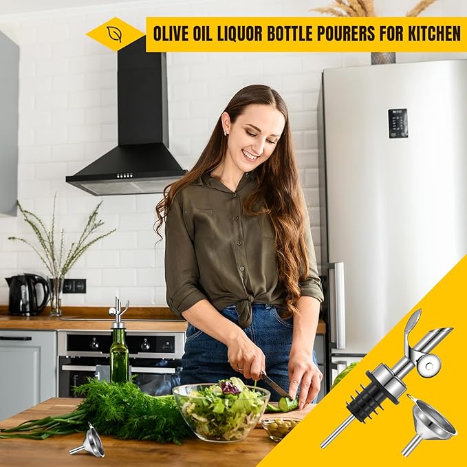 Tioncy 4 Pieces Weighted Stainless Steel Pourers Olive Oil Spout Olive Oil - Image 4