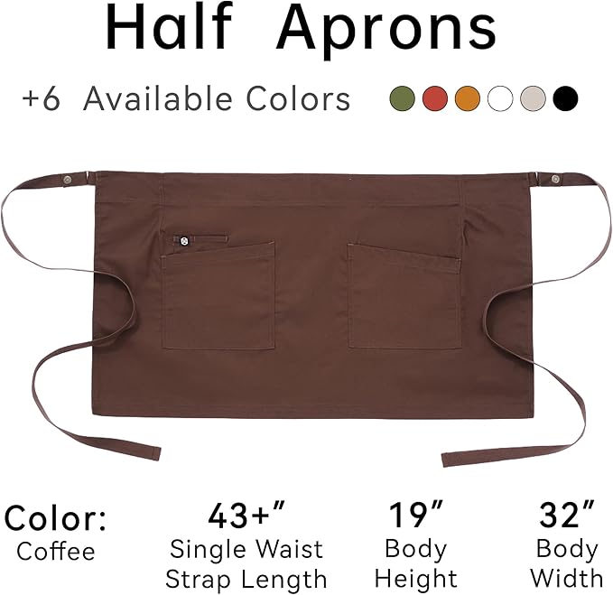 Unisex Waist Apron Half Bistro Apron Server Aprons - Image 6