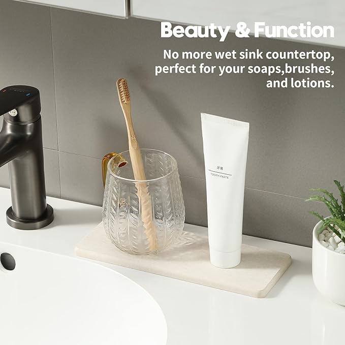 Razborci 3PCS Bathroom Sink Vanity Trays, Quick Stone Drying Mat Dish Soap - Image 2