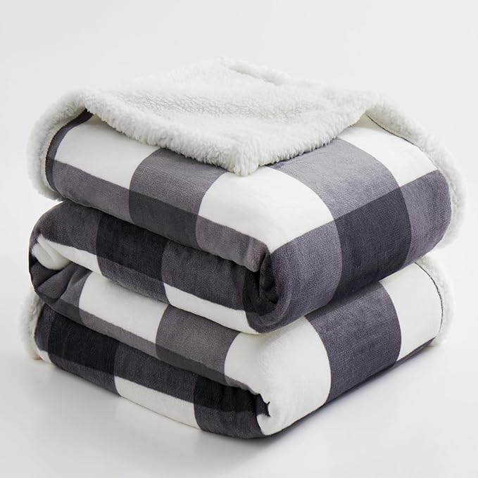 PU MEI Sherpa Blanket Fleece Throw Blanket Twin Plaid Thick Bed Blanket - Image 7