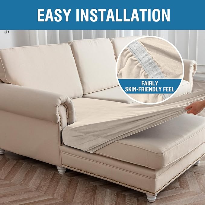 Couch Cover Stretch Velvet Sofa Cushion Cover 2-Piece - Image 5