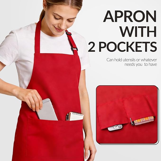 Large Chef Apron for Men and Women, Cooking Kitchen Aprons - Image 4