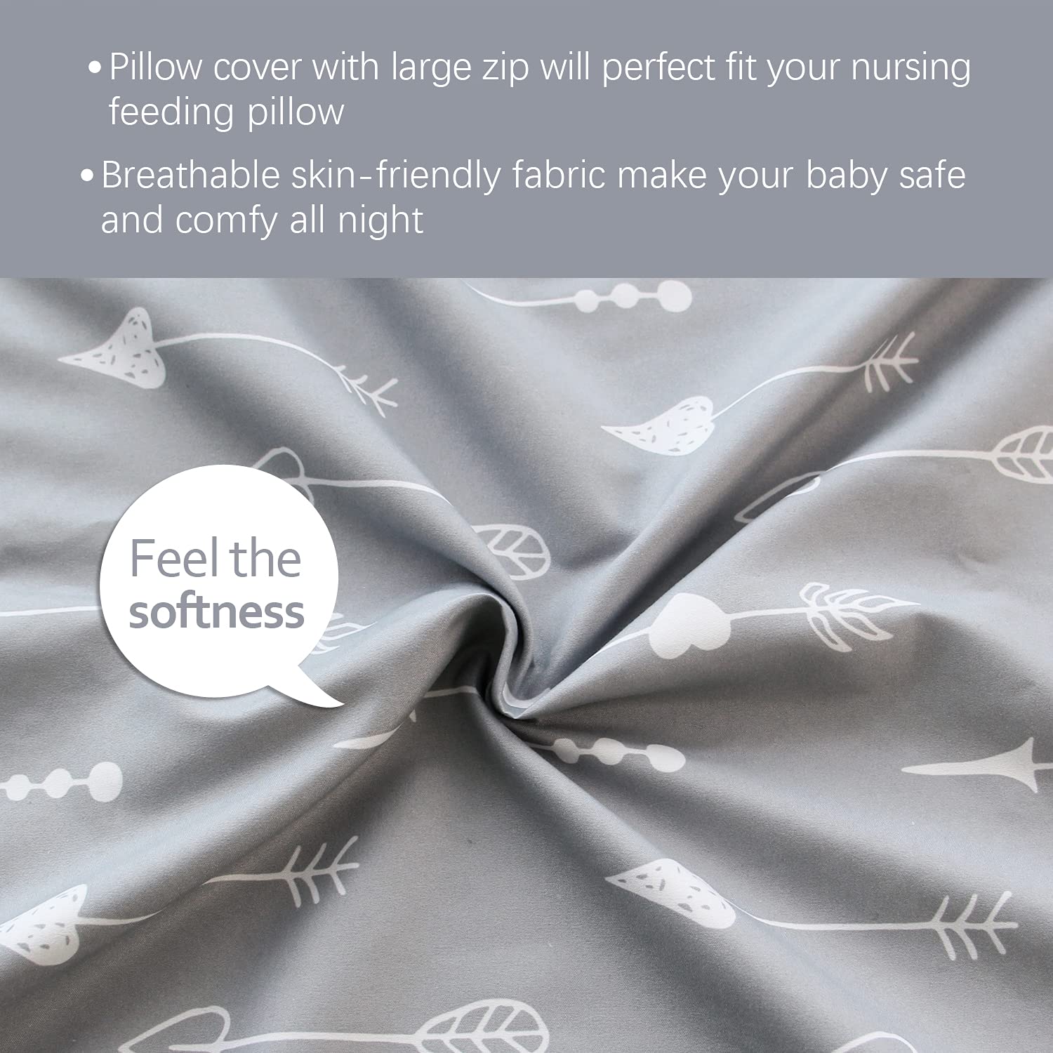 Biloban Nursing Pillow Cover 2 Pack for Boppy Pillow, Navy Cloud & Arrow | Breathable & Skin-Friendly Nursing Slipcovers for Breastfeeding Mom, Machine Washable