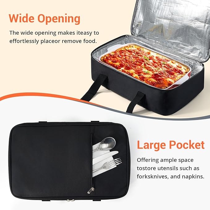 Insulated Casserole Carrier for Hot or Cold Food, Pie Carrier Bag Lunch Bag - Image 3