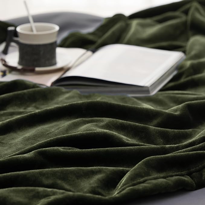 Bedsure Fleece Blankets King Size Oive Green - Image 4