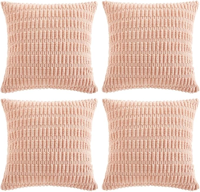 Fancy Homi 4 Packs Boho Pink Decorative Throw Pillow Covers 22x22 Inch by Fancy+Homi