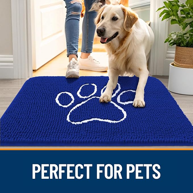 OLANLY Dog Door Mat for Muddy Paws 30x20, Paw Print Design, Absorbs Moisture - Image 6
