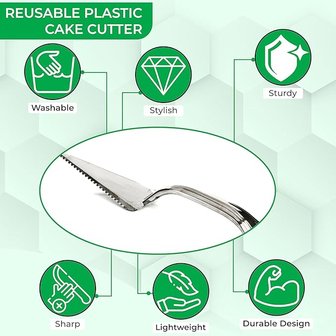 PARTY BARGAINS Silver Plastic Cake Cutter, 10 Inch Classic Disposable Cake - Image 4