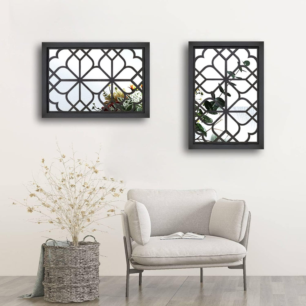 Wocred Set of 2 Rectangular Wall Mirror,Gorgeous Rustic Farmhouse Accent Mirr...