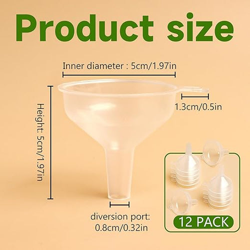 12 Pack Small Funnels for Kitchen use Filling Bottles Clear Polyethylene Funnel - Image 2