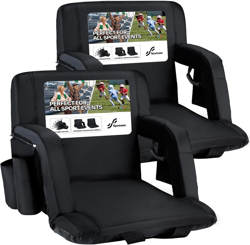 Sportneer Stadium Seats with Back Support: 2.5'' Thick Comfy Cushion ...
