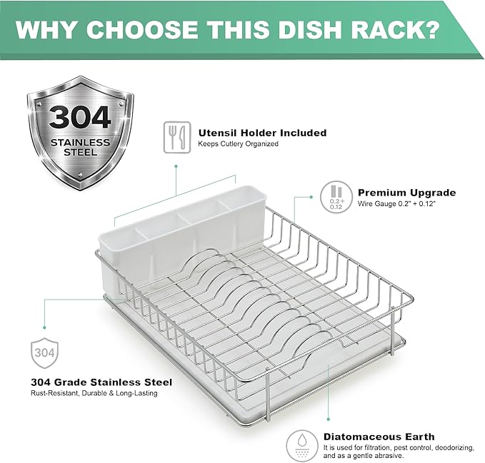 SunnyPoint 304 Stainless Steel Dish Drying Rack - Image 4