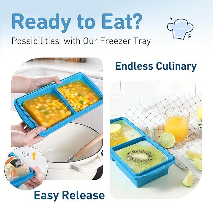 Silicone Freezer Tray with Lid Soup Freezer Container Molds with Steel - Image 5