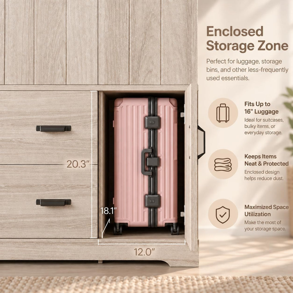LIKIMIO 70" Freestanding Wardrobe Closet (Natural Oak)