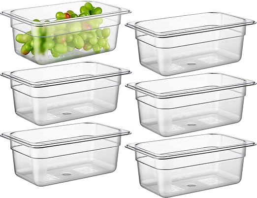 CURTA 6-Pack 1/4 Size 4" Deep NSF Polycarbonate Food Pans | Dishwasher & by CURTA