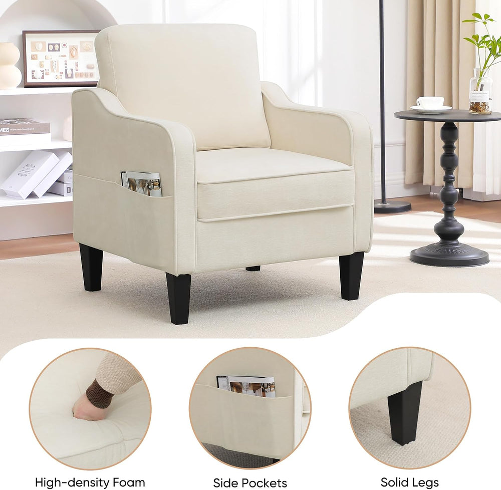Accent Chair for Living Room, Mid Century Modern Reading Chair for Bedroom, U...