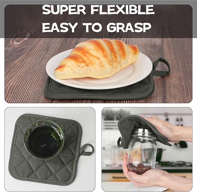 Oven Mitts and Pot Holders Set, Heat Resistant Silicone Kitchen Mini Oven - Image 6