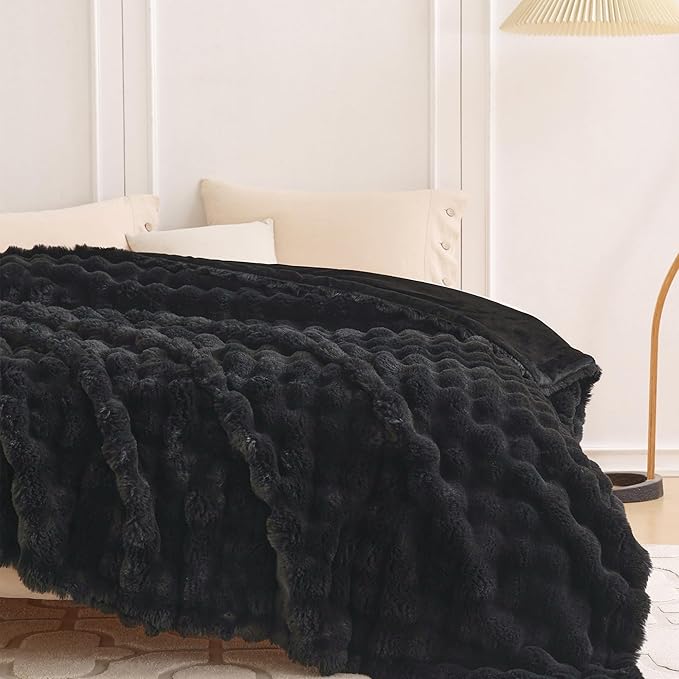 COOVA Faux Fur Throw Blanket for Couch, Cozy Soft and Fuzzy Plush Rabbit Fur - Image 4