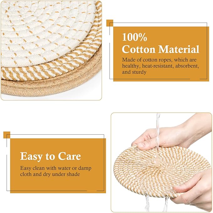 Billbotk 8" Trivets for Hot Dishes, Hot pots and Pans, 6 Heat Resistant Hot Pads - Image 3