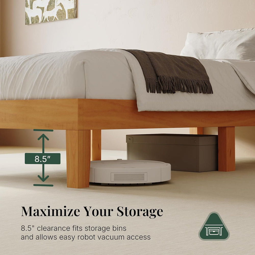 Sweetcrispy Full Size Bed Frames, 12 Inch Height Wood Platform Bed Frame