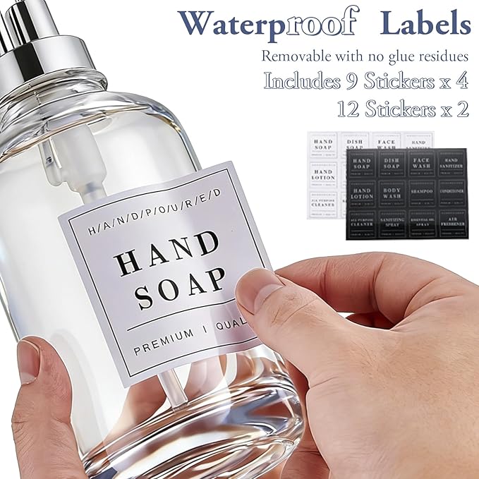 Glass Soap Dispenser with Pump, Countertop Soap and Lotion Dispenser Set of 2 - Image 6
