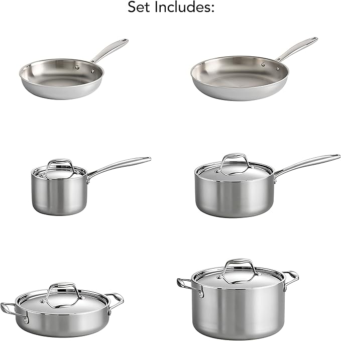 Tramontina Signature Tri-Ply Clad Stainless Steel 10-Piece Cookware Set - Image 8
