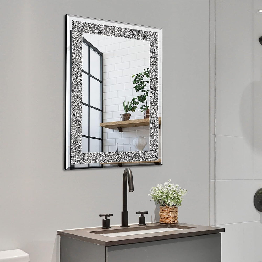 Rectangular Crystal Crush Diamond Mirror for Wall Decoration 28x20 Inch