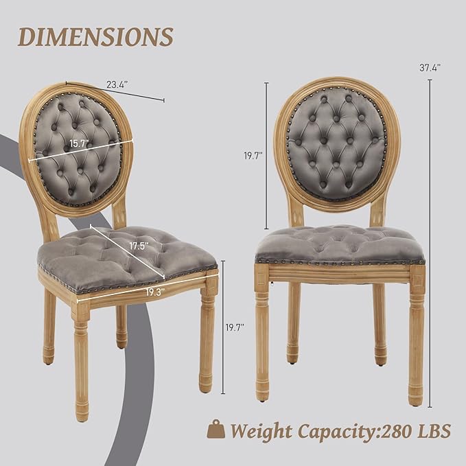French Country Dining Chairs Set of 2,Farmhouse Upholstered Dining Room Chair...