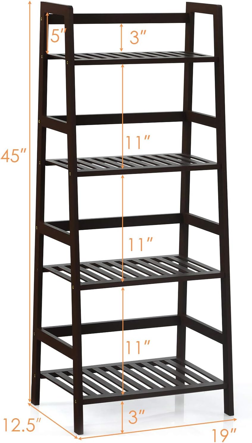 Giantex 4-Tier Ladder Shelf, Multifunctional Ladder-Shaped Bookcase Storage S...