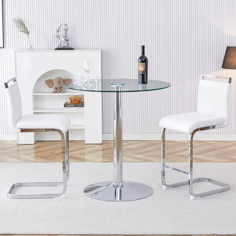 3 Pecies Round Glass Dining Table Set for 2, Small Circle Kitchen Table with ...