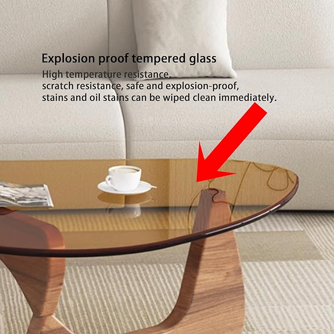 EASYSOUL Modern Glass Coffee Table, 44.88" D x 32.28" W x 15.75&quo...