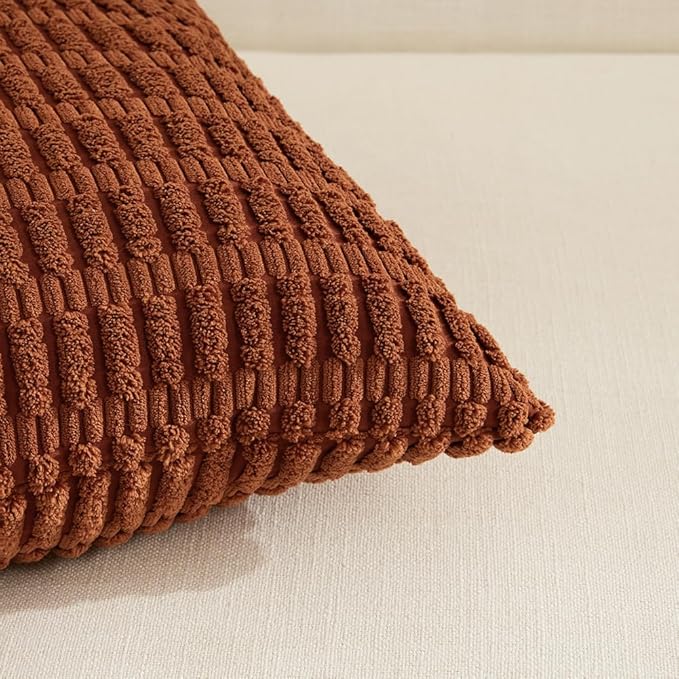 Fancy Homi 4 Packs Rust Decorative Throw Pillow Covers 16x16 Inch - Image 4
