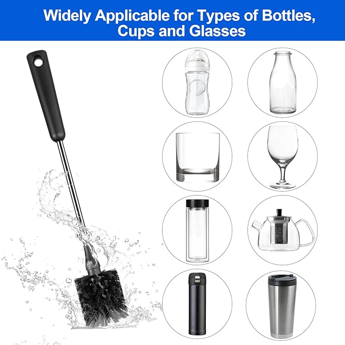 Bottle Brush, Long Stainless Steel Handle Water Bottle Brush Cleaner, Sports - Image 5