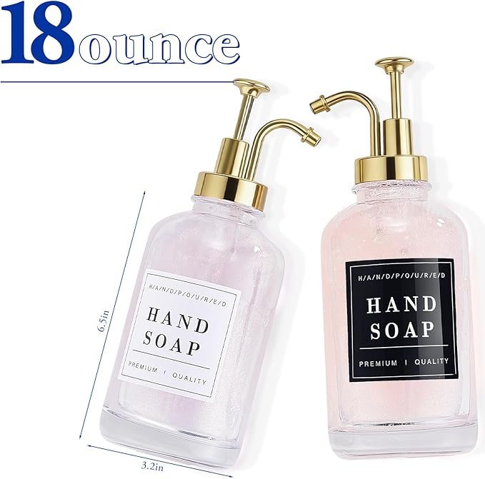 Glass Soap Dispenser with Pump, Countertop Soap and Lotion Dispenser Set of 2 - Image 6