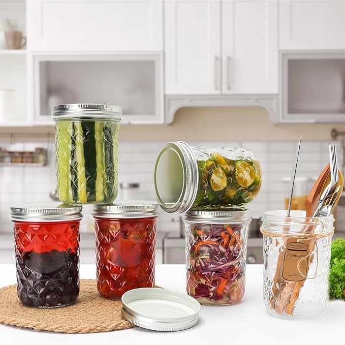 Eathtek 16oz Wide Mouth Glass Mason Jars 12 Pack, 480 ml Glass Canning Jars - Image 7