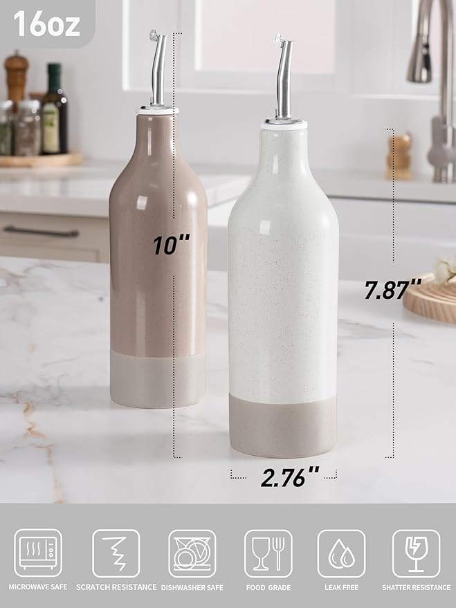 famiware Milkyway 16oz Ceramic Olive Oil Dispenser Bottle, Olive Oil and - Image 4