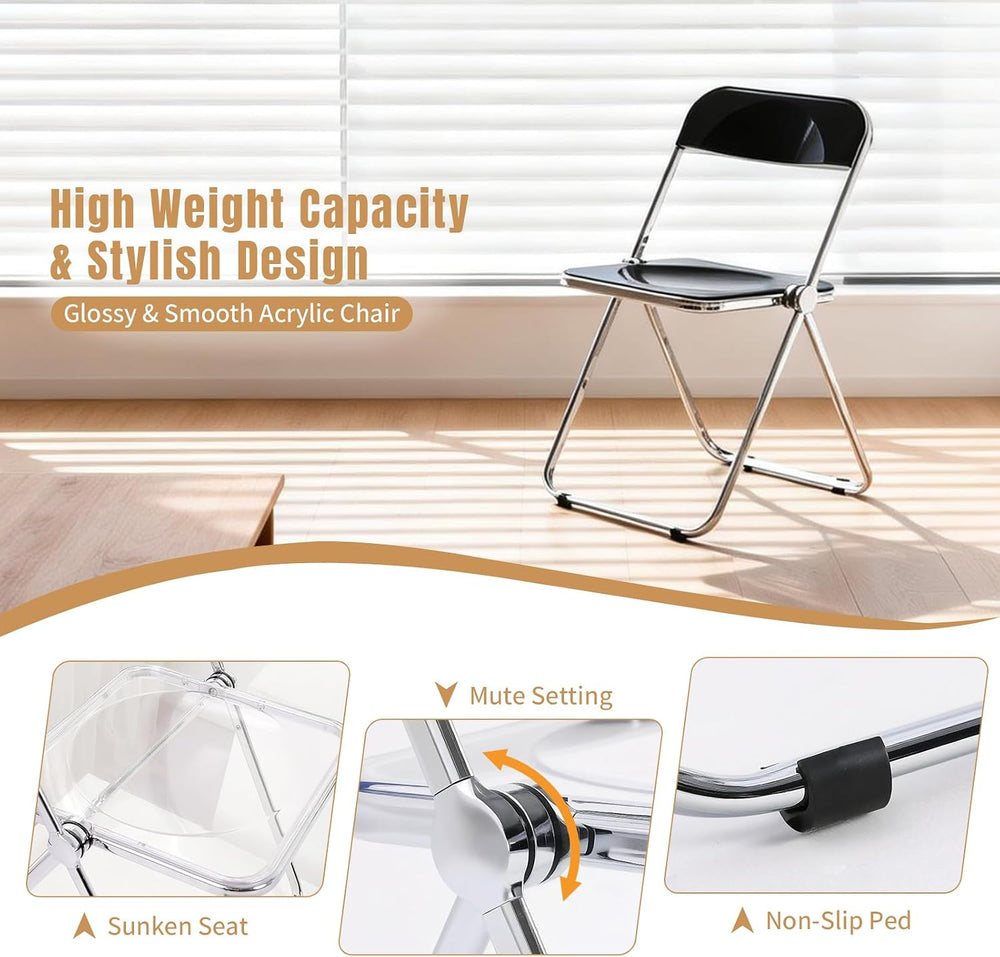 Acrylic Folding Chair Morden Chrome Chair-Black