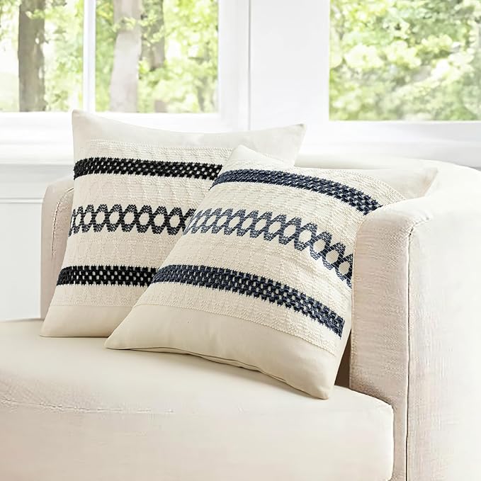 MIULEE Set of 2 Black Boho Decorative Lumbar Pillow Covers 12x20 Inch Farmhouse - Image 7