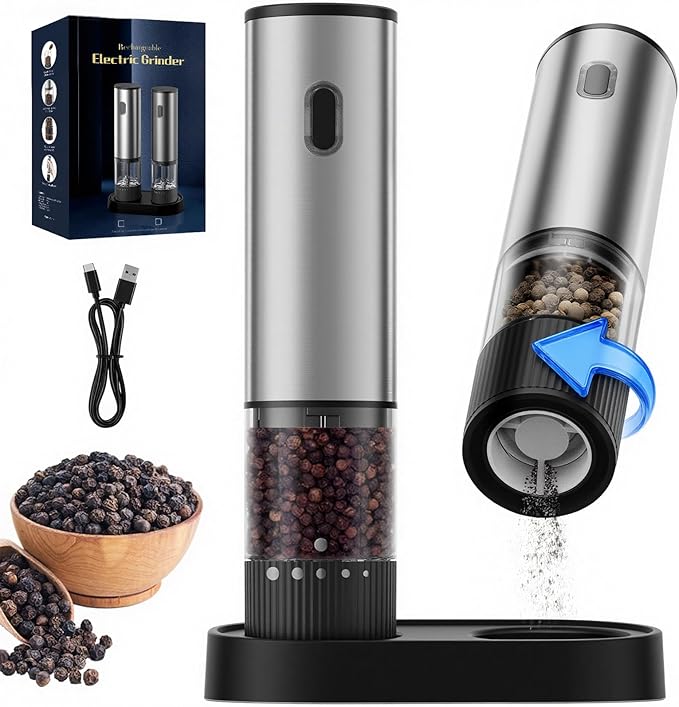 Electric Salt and Pepper Grinder Set, USB Rechargeable Salt and Pepper Shaker by Unknown