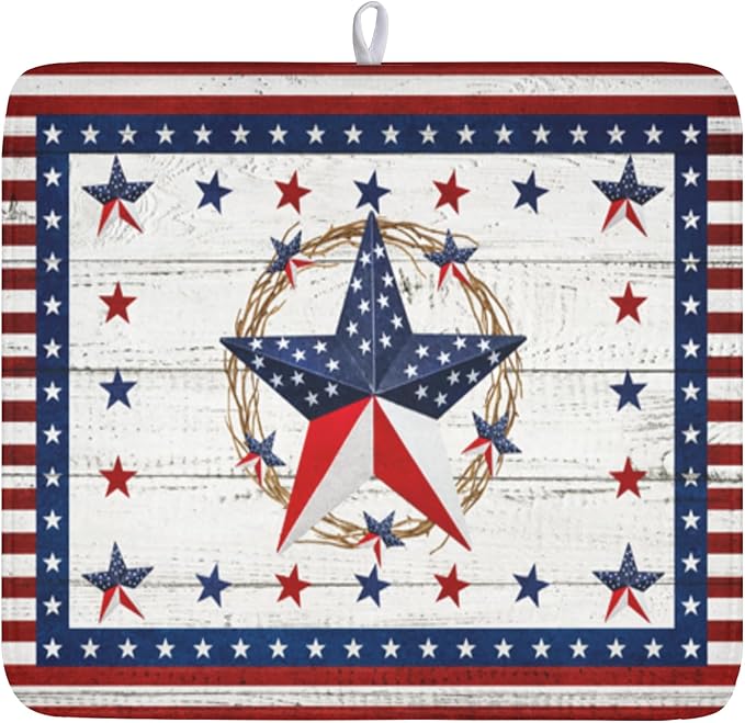 4th of July Patriotic Dish Drying Mat by Unknown