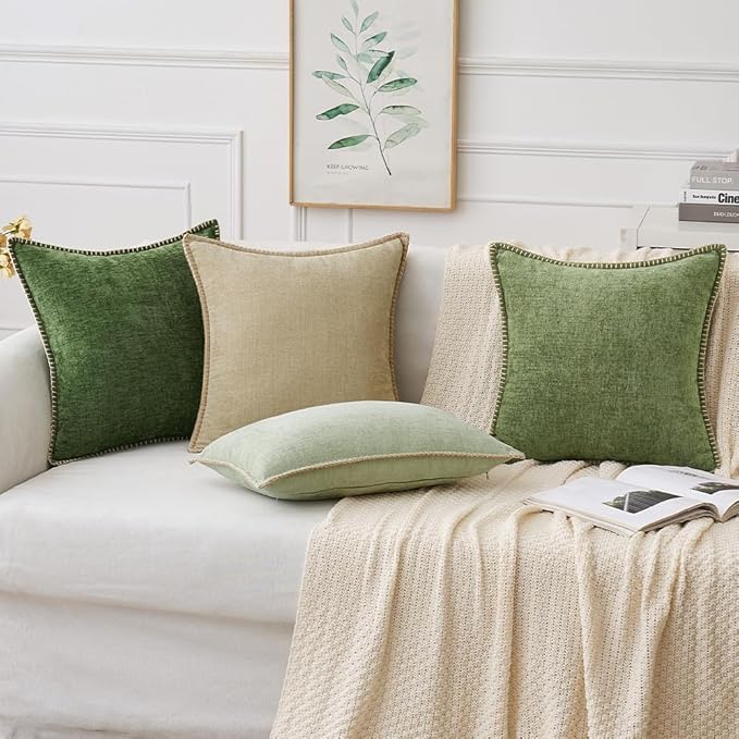 MIULEE Pack of 2 Couch Throw Pillow Covers 24x24 Inch Beige Farmhouse - Image 5