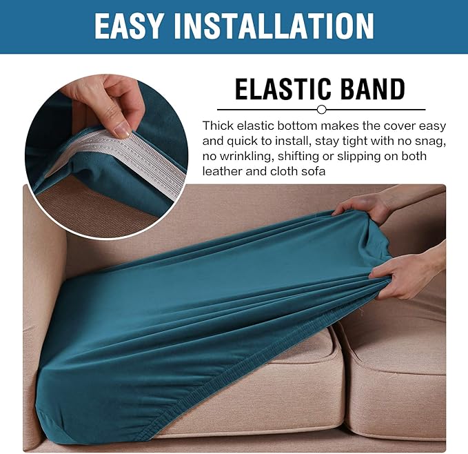 H.VERSAILTEX Velvet Stretch Couch Cushion Cover Plush Cushion Slipcover - Image 4
