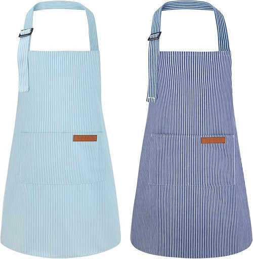 2 Pack Stripes Kids Apron, Kids Cooking Aprons by XLSXEXCL