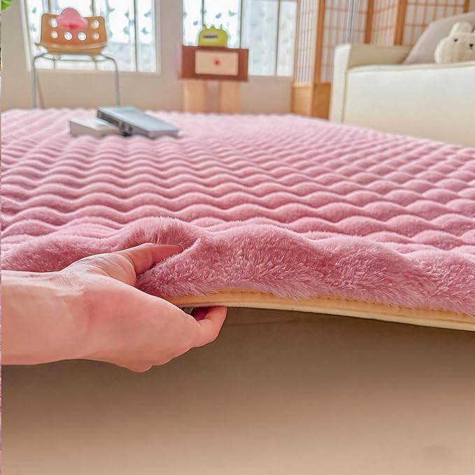 Pink Rabbit Plush Rug 8'x10', Fluffy Faux Fur Shaggy Area Rug - Image 6