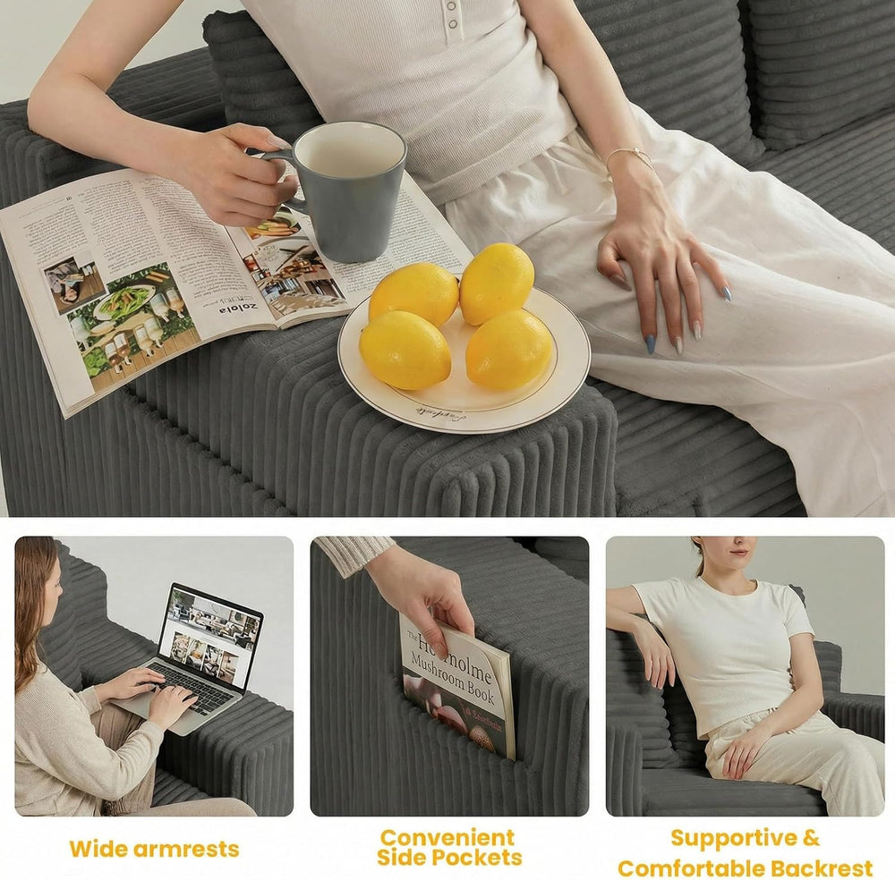 Boneless Couch,3 Seater Boneless Couch Bed – 3-in-1 Convertible Sleeper Sofa ...